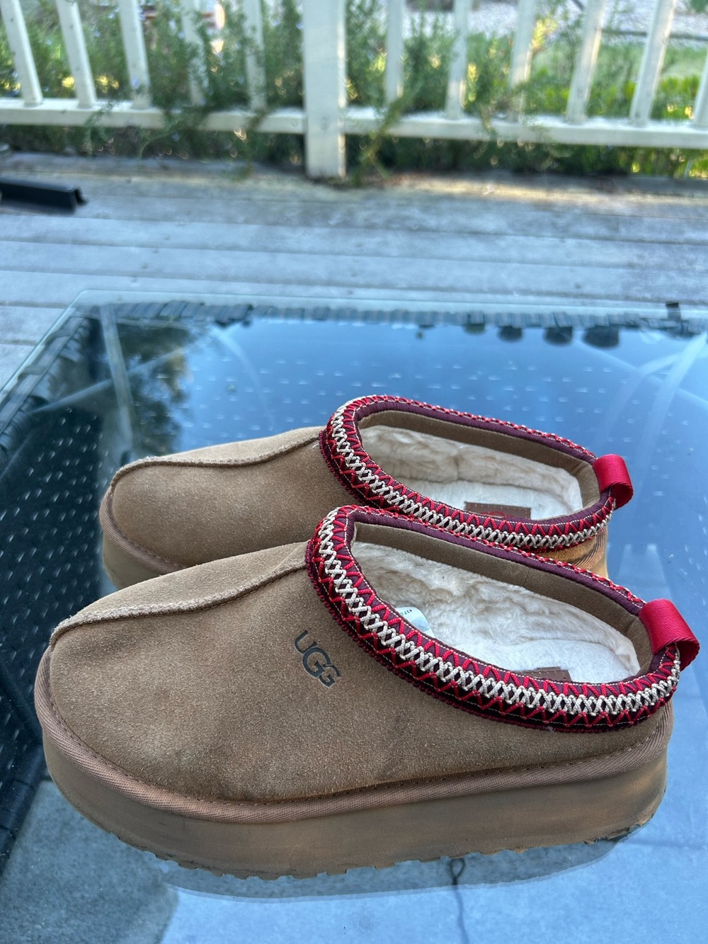 UGG Tazz ll Chestnut platform Tan Suede Slip-On Shoes Size 8 - Picture 3 of 7